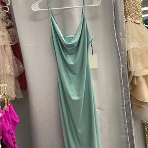 Iris Light Teal Draped Dress